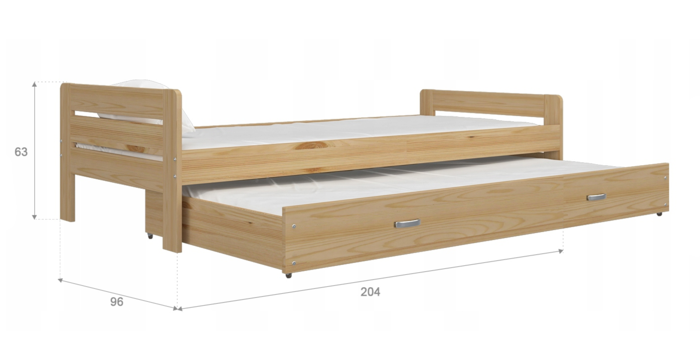 200x90 Jelša posteľ s prístelkou